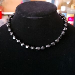 BLACK Glass Bead Necklace